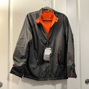 Stylish Black and Orange Reversible Waterproof Windbreaker for Men